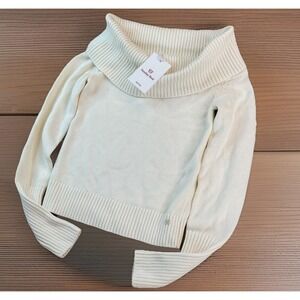 Aritzia Sunday Sweater Best Whisper White Topaz Cowl Cashmere Cotton Sz S NWT